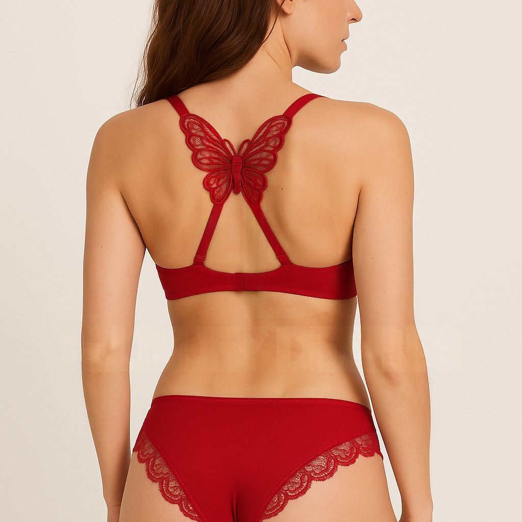 Back Butterfly Bra panty Set