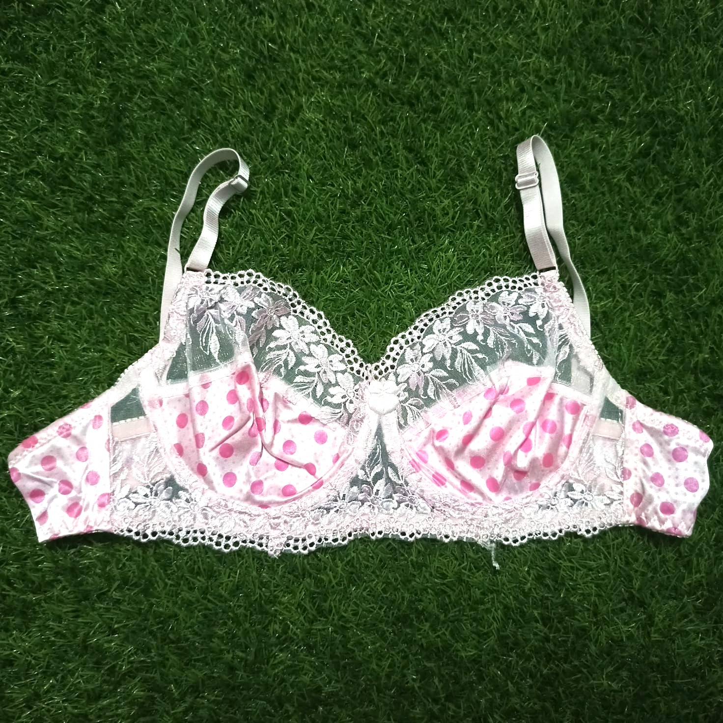 Half Net Dotted Bra Panty Set