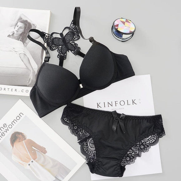 Back Butterfly Bra panty Set