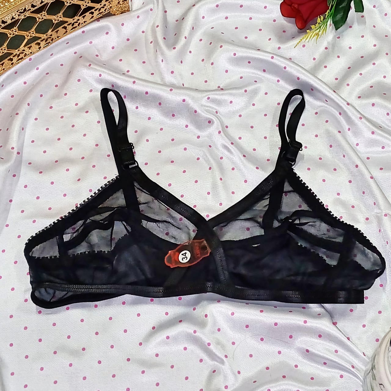Transparent Net Non Padded Bra