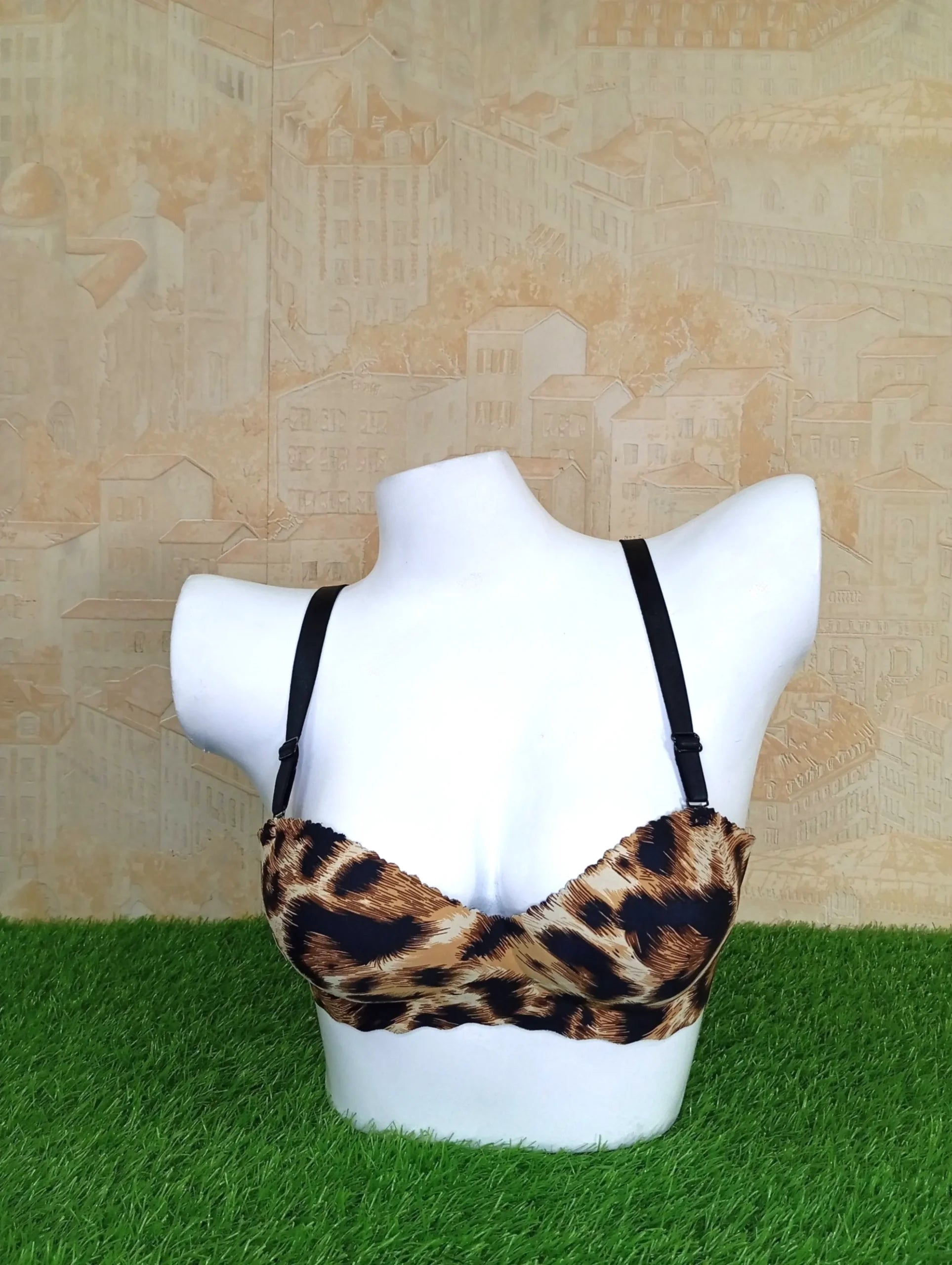 Cheetah Printed Pushup Removable Straps Bra