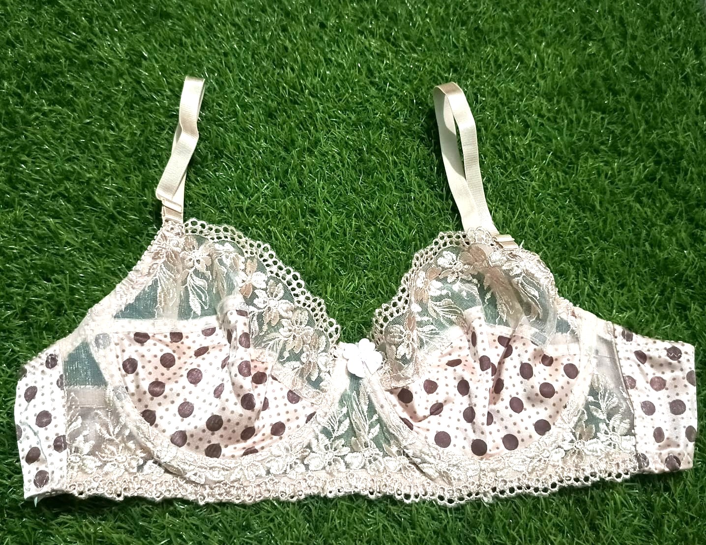 Half Net Dotted Bra Panty Set