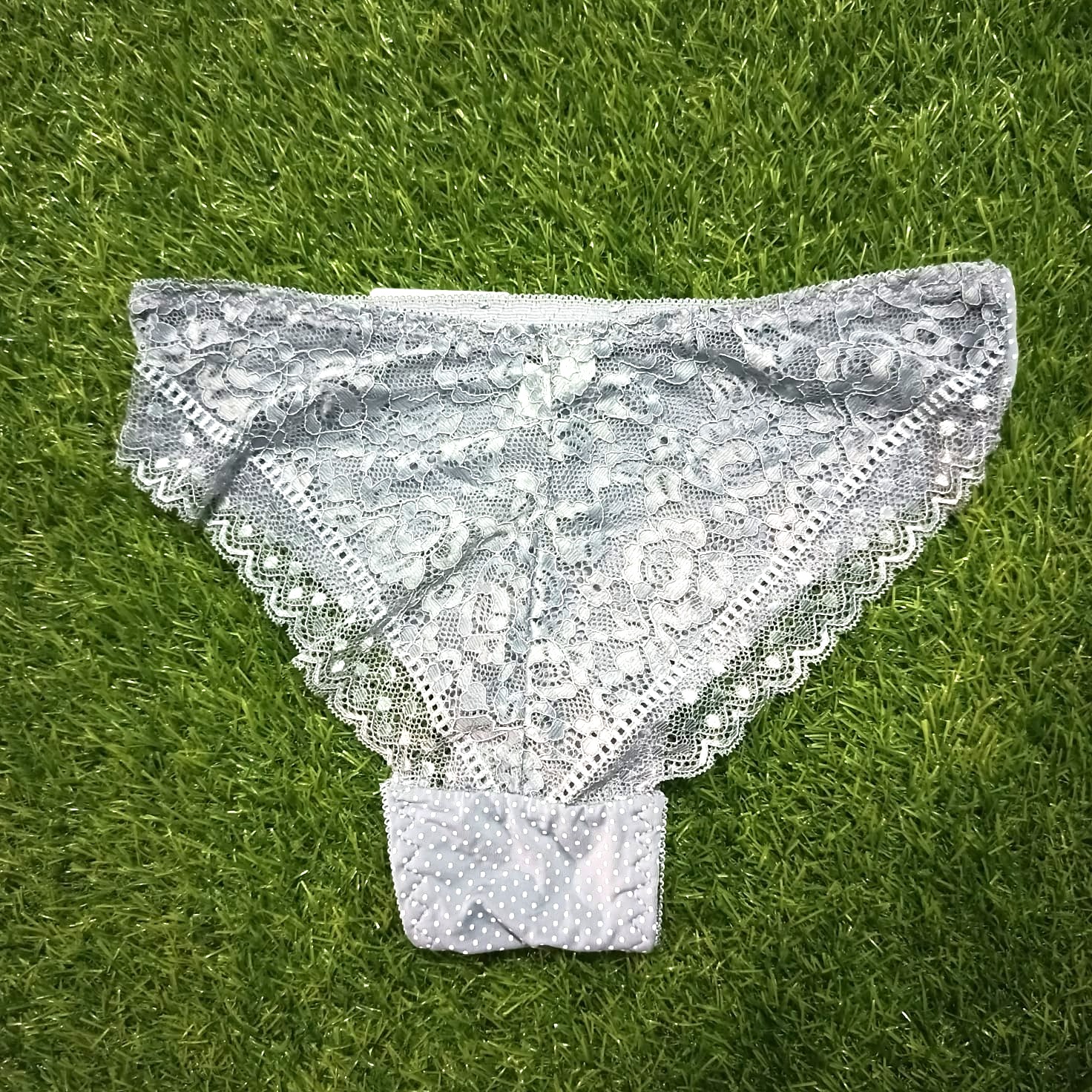 Chain Strips Dotted Printed Bra Panty Set
