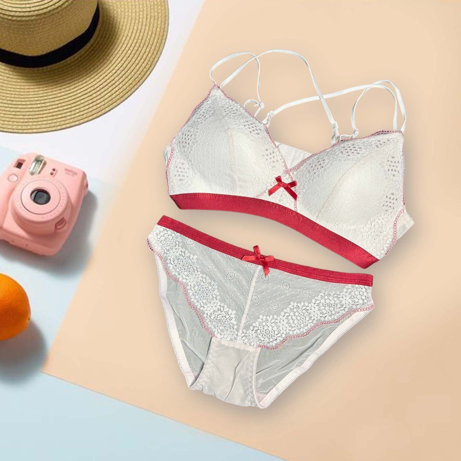 Ribbon Style Padded Bra Panty Set