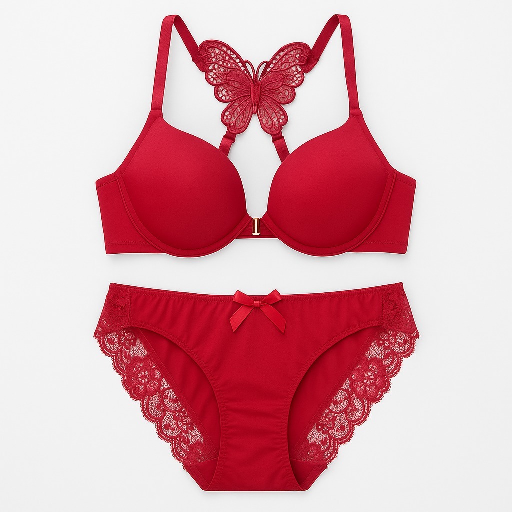 Back Butterfly Bra panty Set