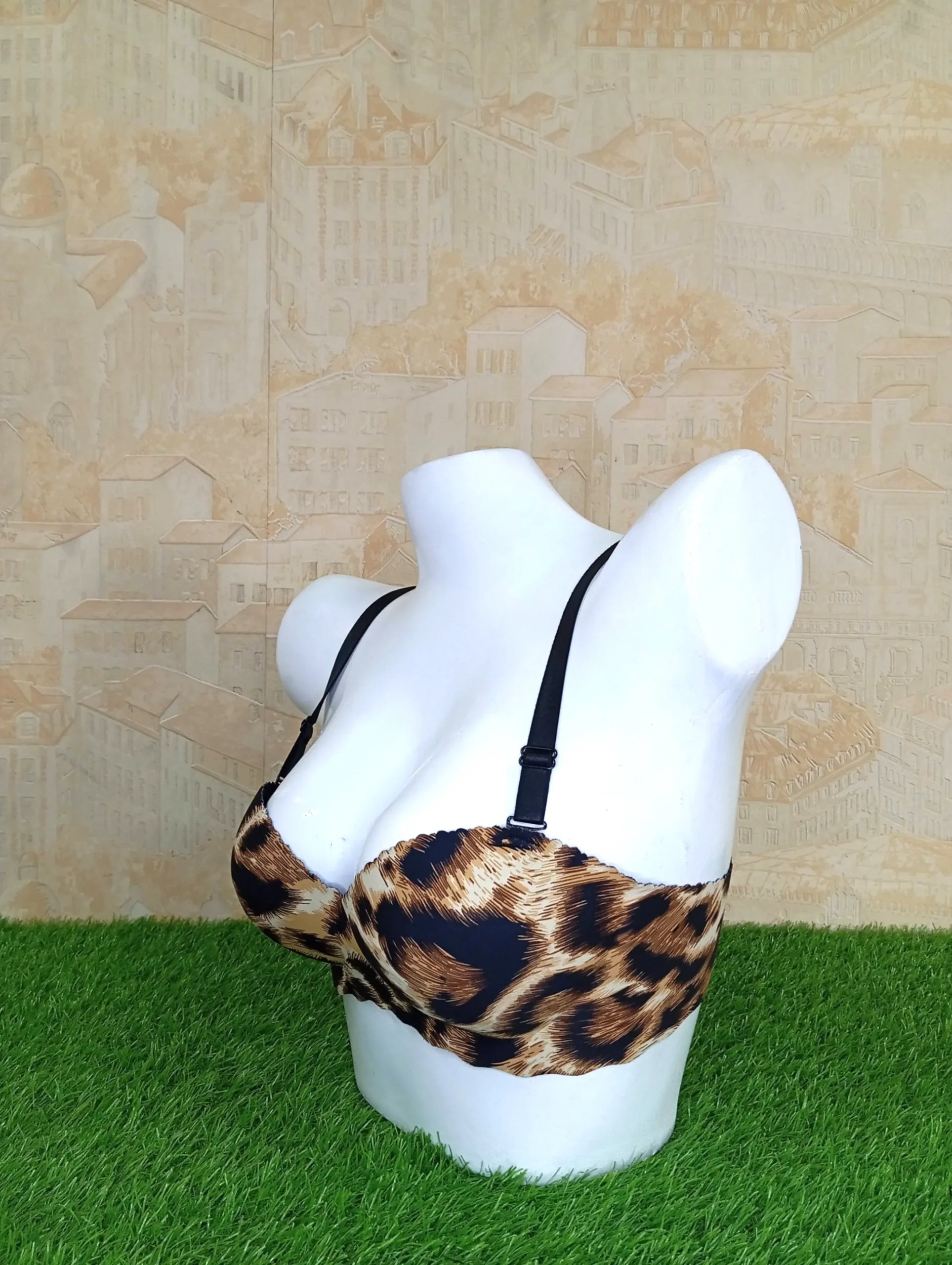 Cheetah Printed Pushup Removable Straps Bra