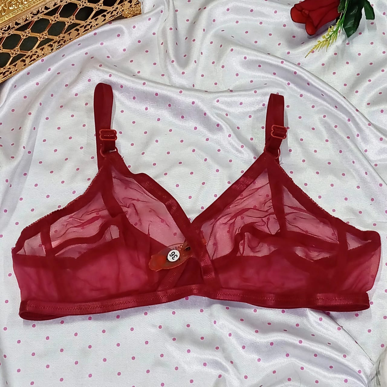 Transparent Net Non Padded Bra