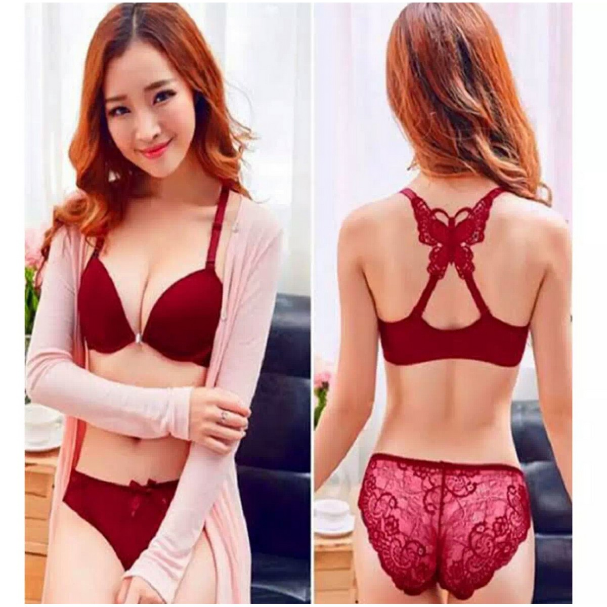 Back Butterfly Bra panty Set